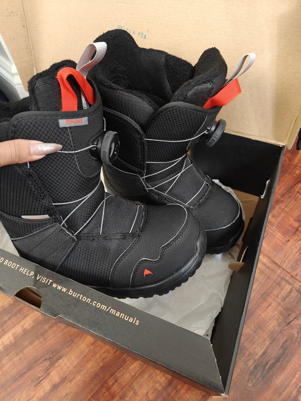 Burton Kids' Bao Snowboard Boots with Red Accents- Size 5